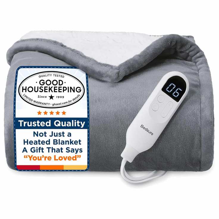 Grey heated blanket