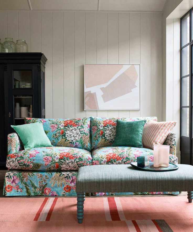 Living room with vibrant rug