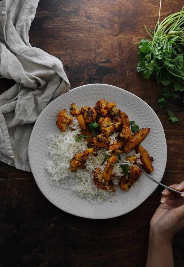 sheet pan aloo gobi_vegan indian recipes