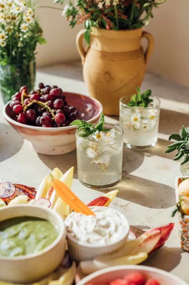 spring happy hour, cocktails, green