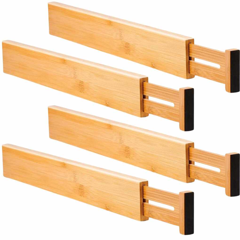 Four wooden drawer dividers