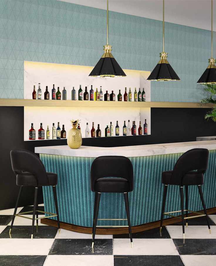 Stylish basement bar