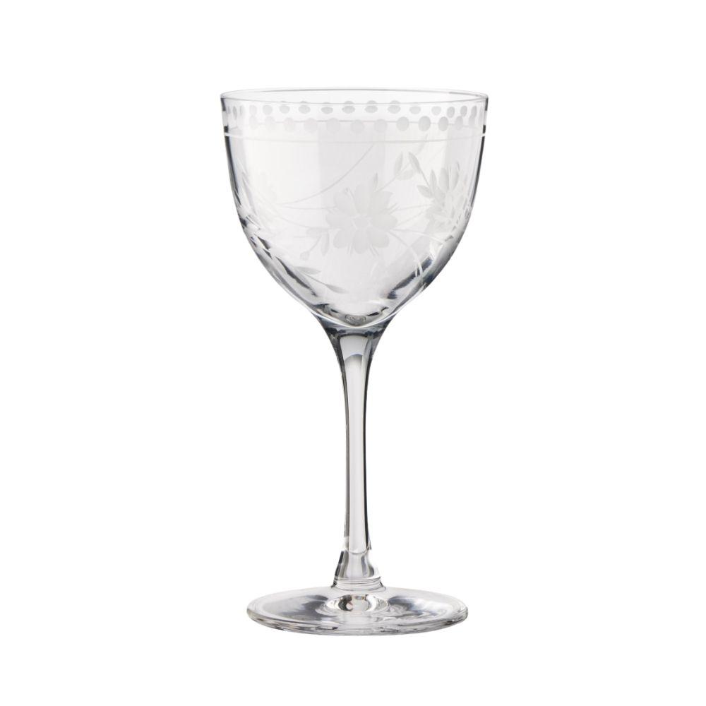 Nick and Nora vintage style etched glass