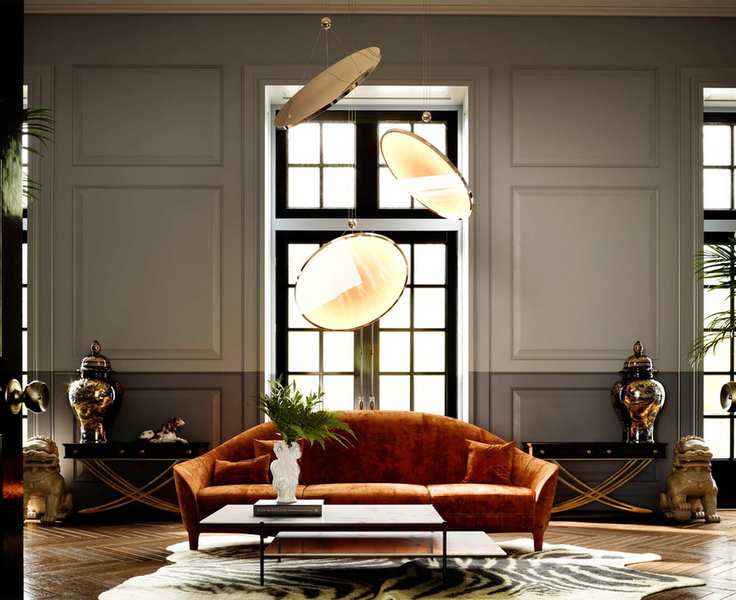 Contemporary chandelier made from three circular light panels
