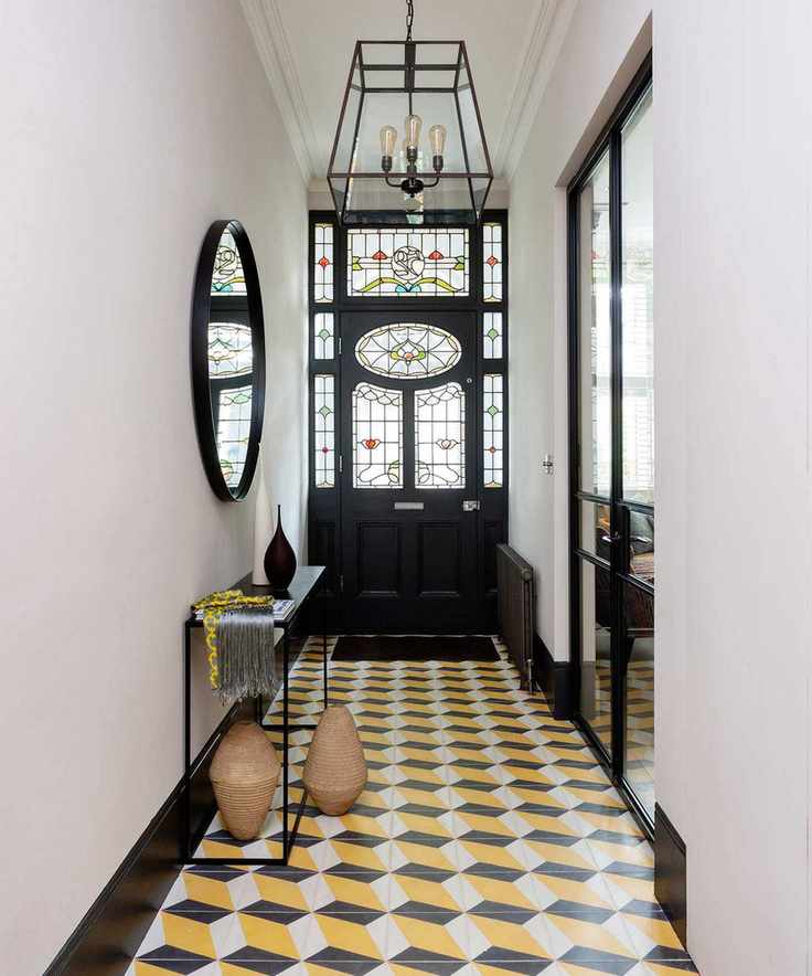 Chic entryway with unique tiles