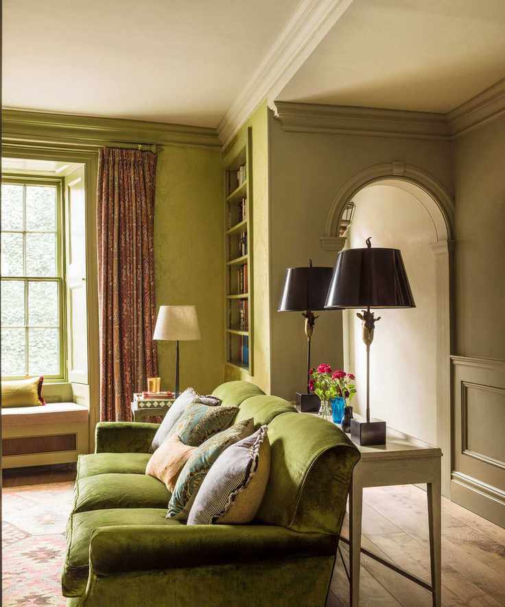Traditional living room with colorful decor