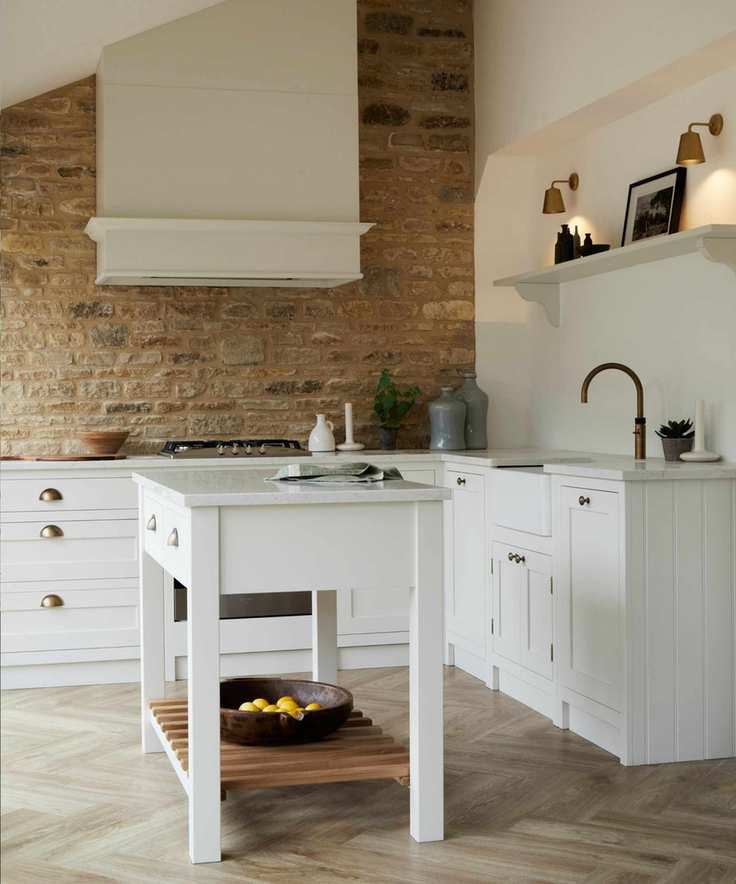 Small white shaker farmhouse kitchen