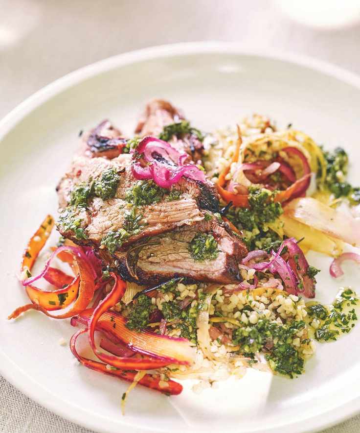 Barbecued lamb and bulgur wheat salad