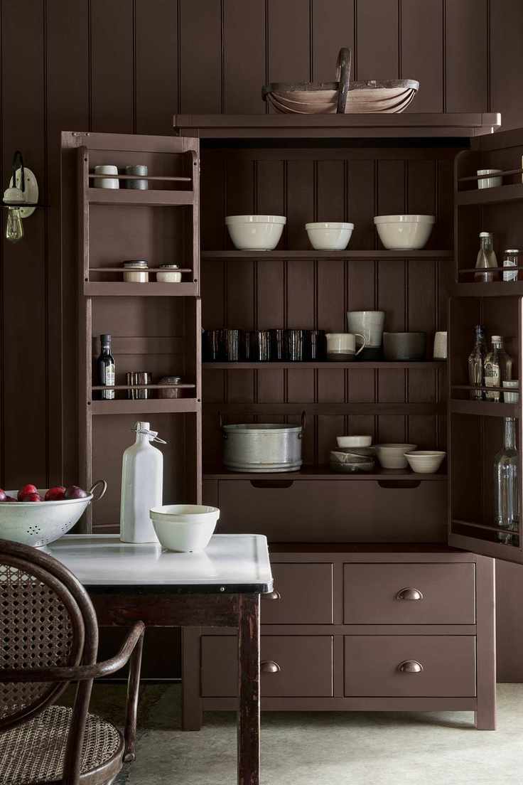 Pantry cabinet in chocolate brown