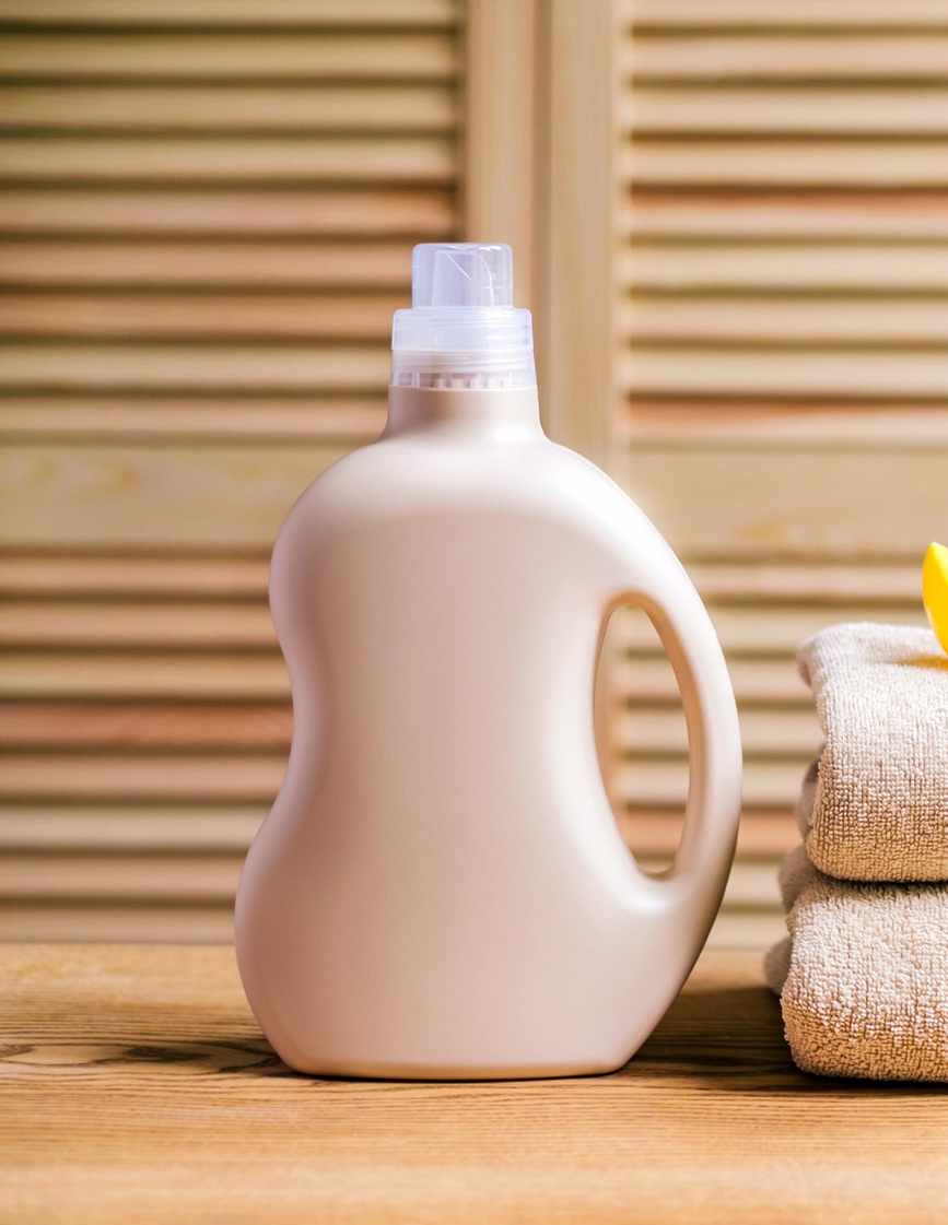 Bottle of bleach on a neutral toned background