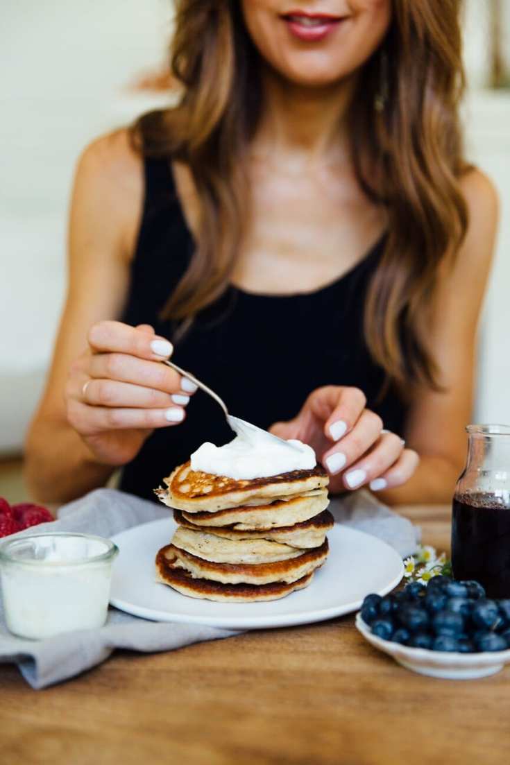 protein-packed pancakes in process