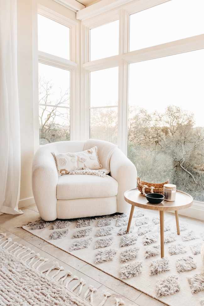 Cozy reading corner in bedroom