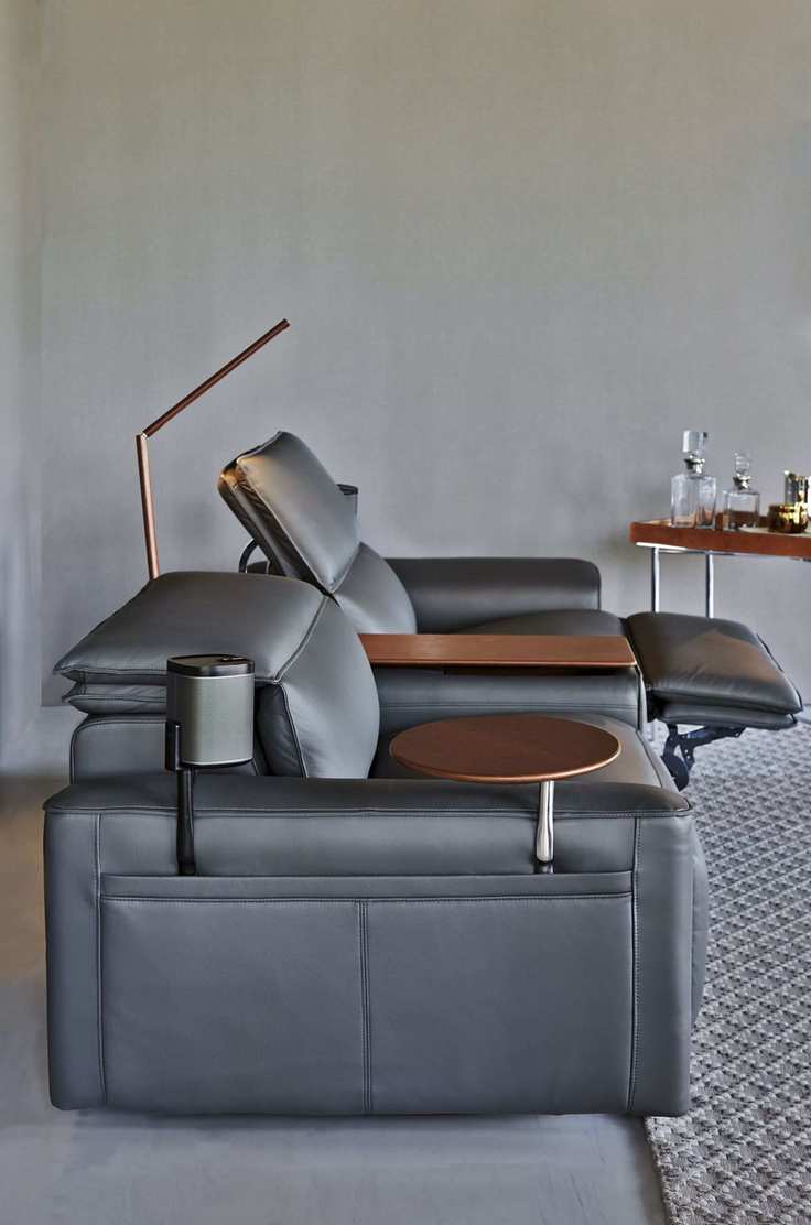 double recliner chairs with drinks trolley, rug