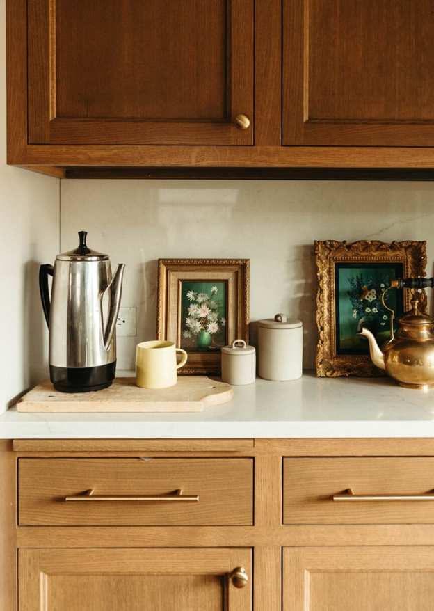 organized kitchen drawers coffee nook