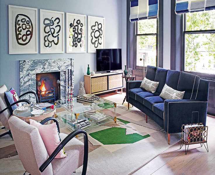 living room with sofa, tv and coffee table