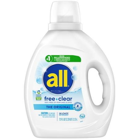 All Free Clear Liquid Laundry Detergent, 73 Oz, 58 Loads