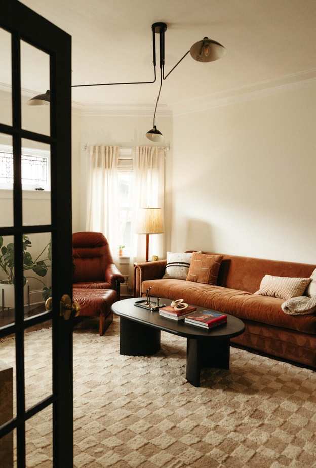 Bold lighting fixture living room.