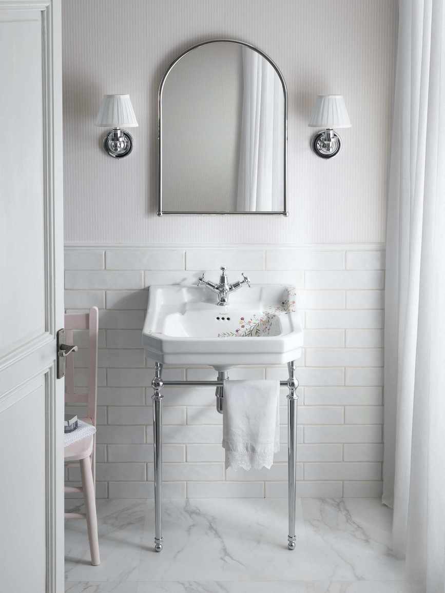 bathroom basin with mirror and lights