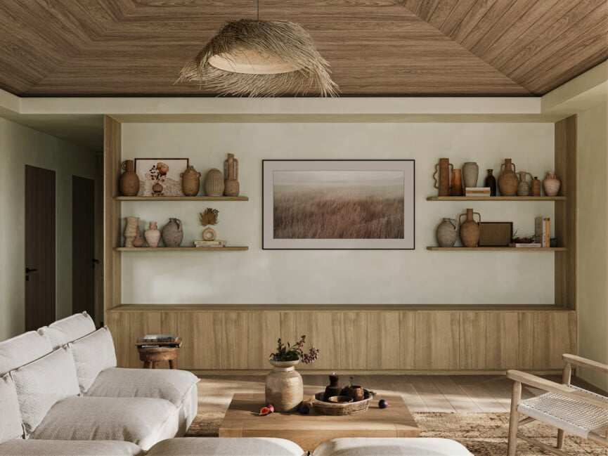 Malibu Renovation Media Room Design - built-in media cabinet