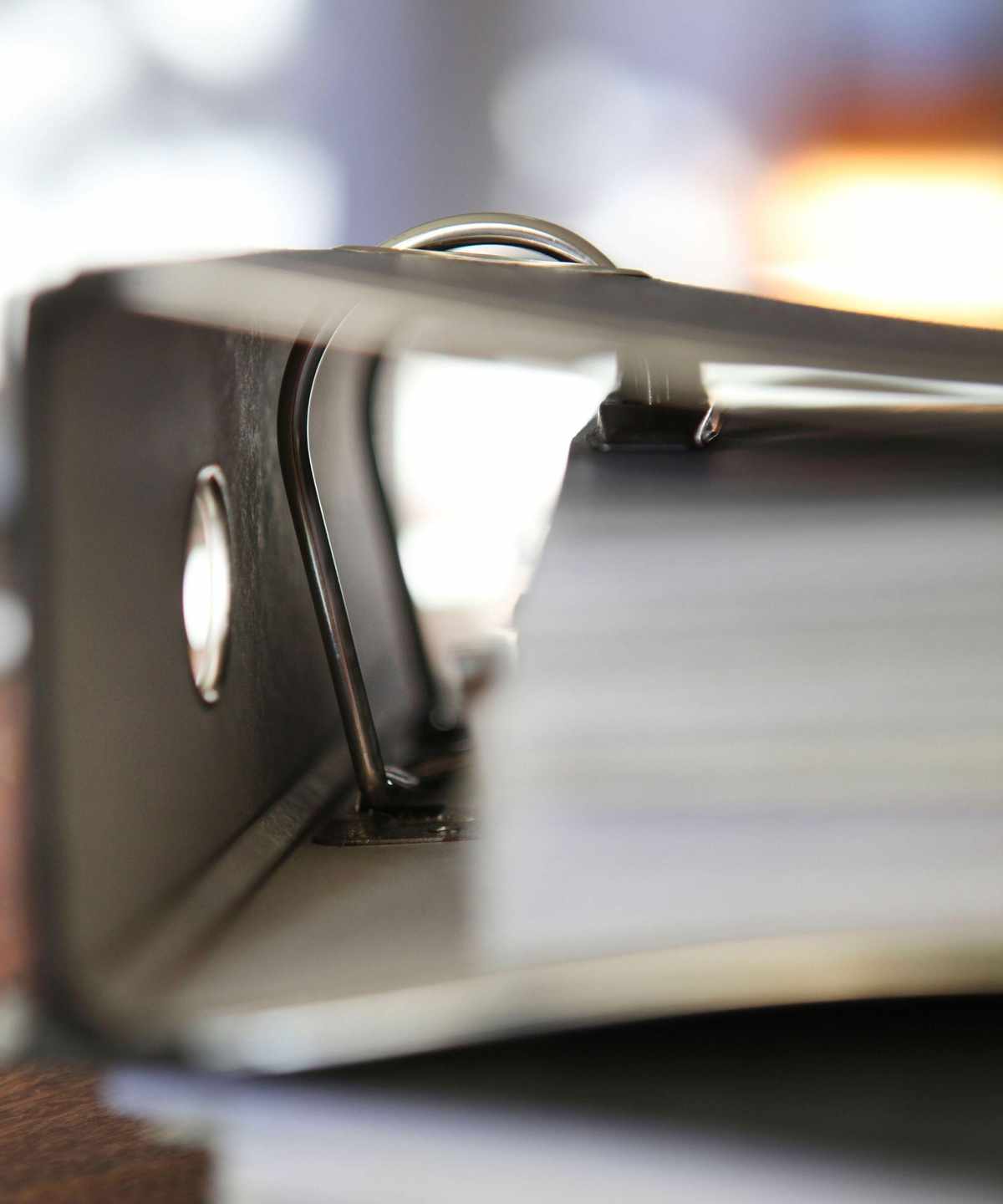 A binder filled with paperwork