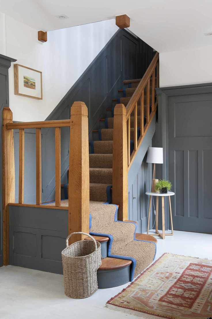 Stylish hallway with dark paneling