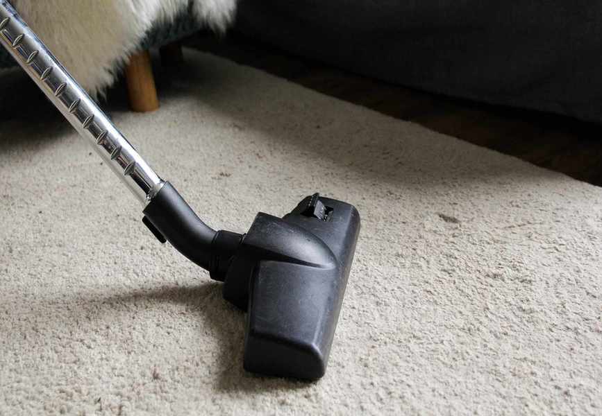 Canister vacuum on carpet