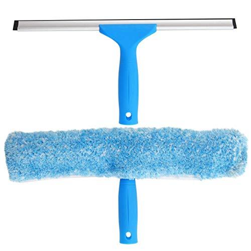Mr.siga Professional Window Cleaning Combo - Squeegee & Microfiber Window Scrubber, 14"