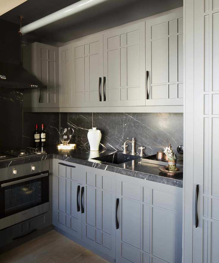 grey kitchen with small sink