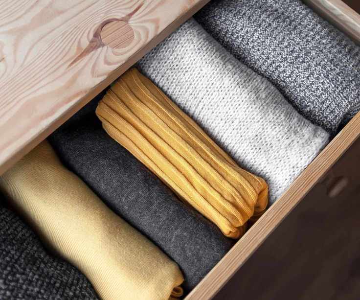 File folded clothes in a drawer