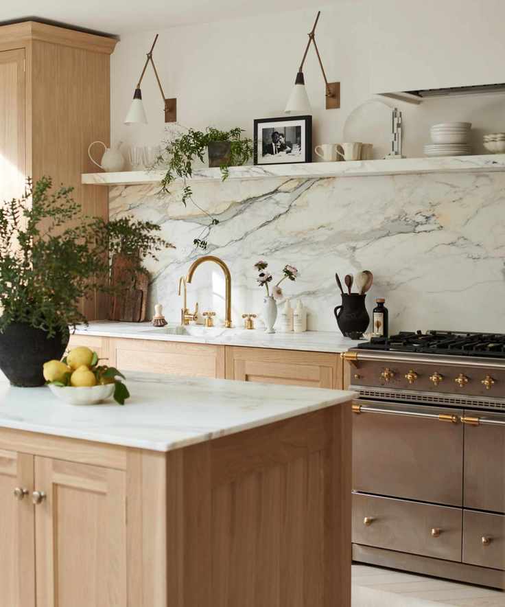modern wood finish kitchen with mix metal finishes