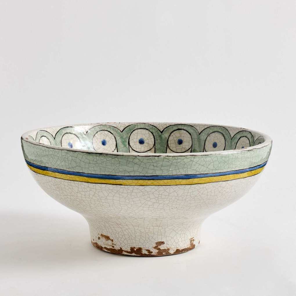 Pottery Barn, Hand Painted Ceramic Footed Bowl