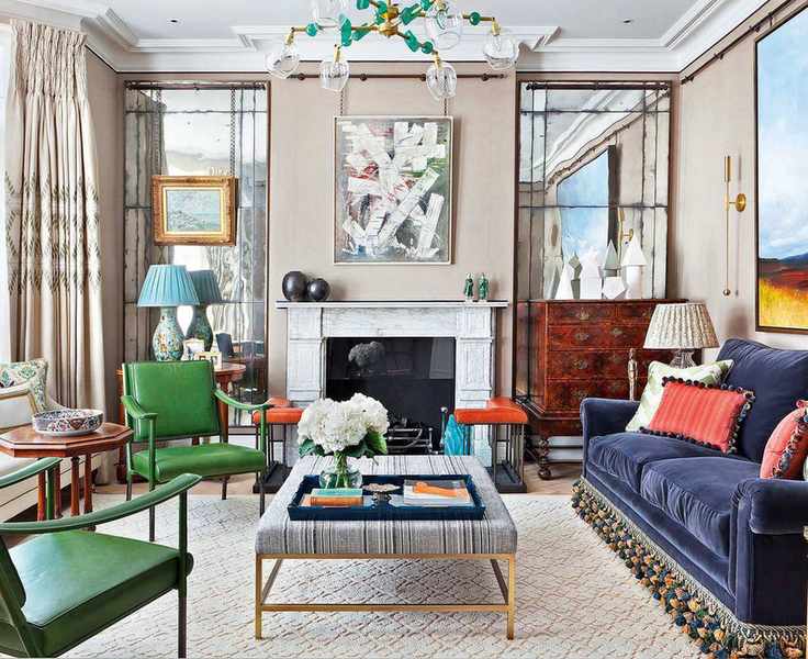 Luxury living room ideas with mirror insets