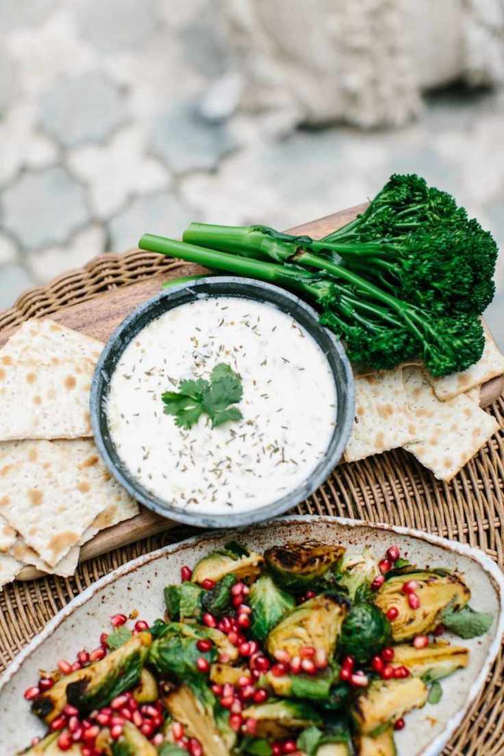 Za'atar Spiced Citrus Yogurt Dip with Roasted Broccoli