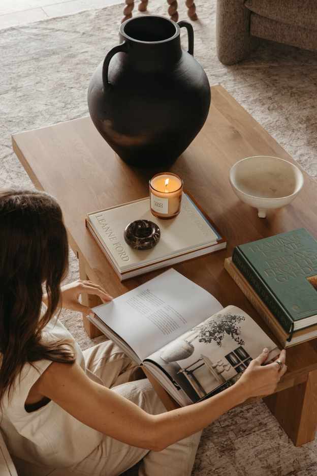 Austin Home Living Room - coffee table styling, reading