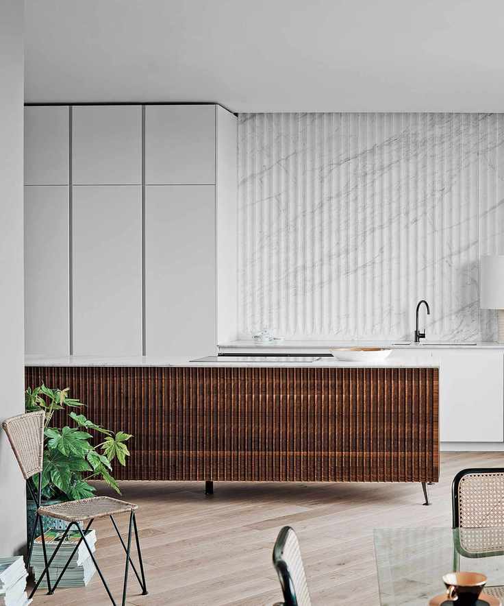 Luxury kitchen ideas with fluted island
