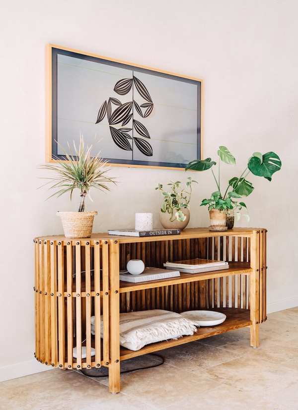 Television console table in bedroom
