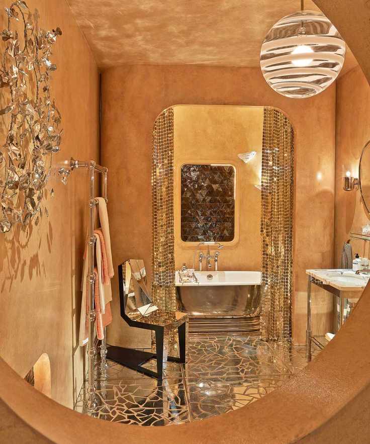 Lavish bathroom with a gold theme