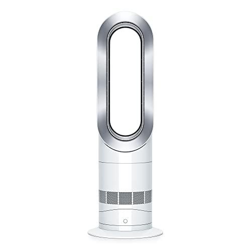A Dyson oval cut out fan and heater woth a white base