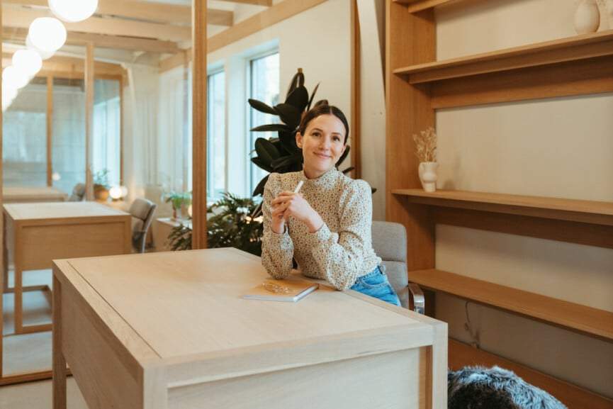 Adriene Mishler at her desk in Austin, Texas.