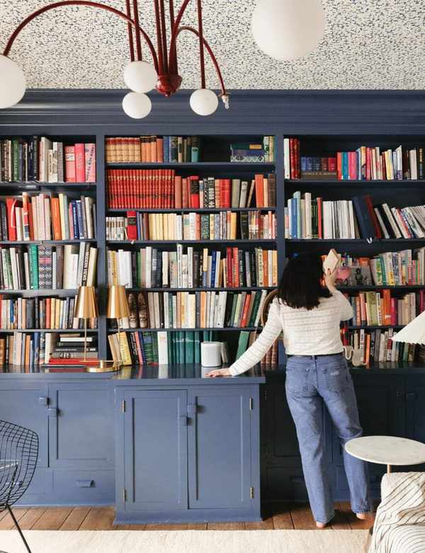 colorful bookshelf decor