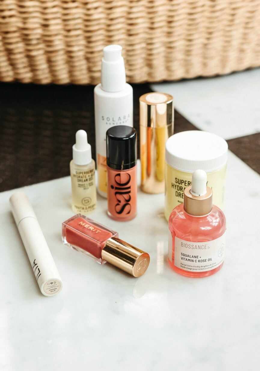 Signature makeup look products.