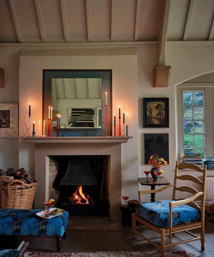 cozy living room with neutral walls