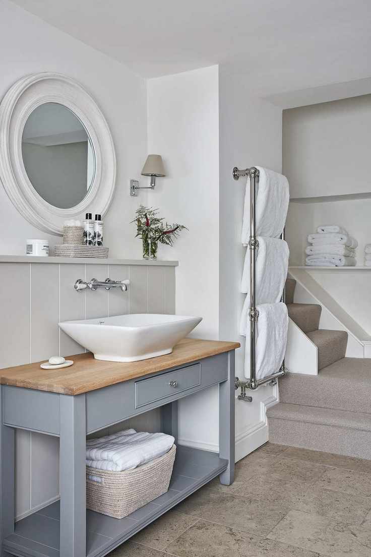 Open frame grey bathroom vanity unit