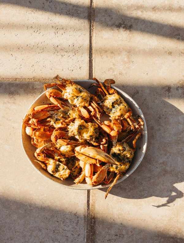 grilled crab, dinner party, grilling, cooking