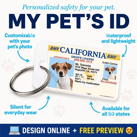 Custom Pet ID Card & Keychain Tags